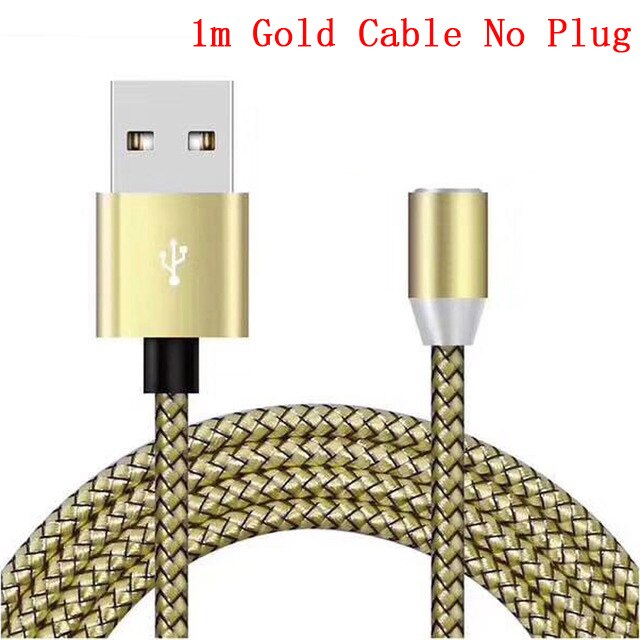 Magnetic Charger Micro USB Cable Plug Round Magnetic Cable Plug Fast Charging Wire Cord Magnet USB Type C Cable Plug: 1m Gold No Plug