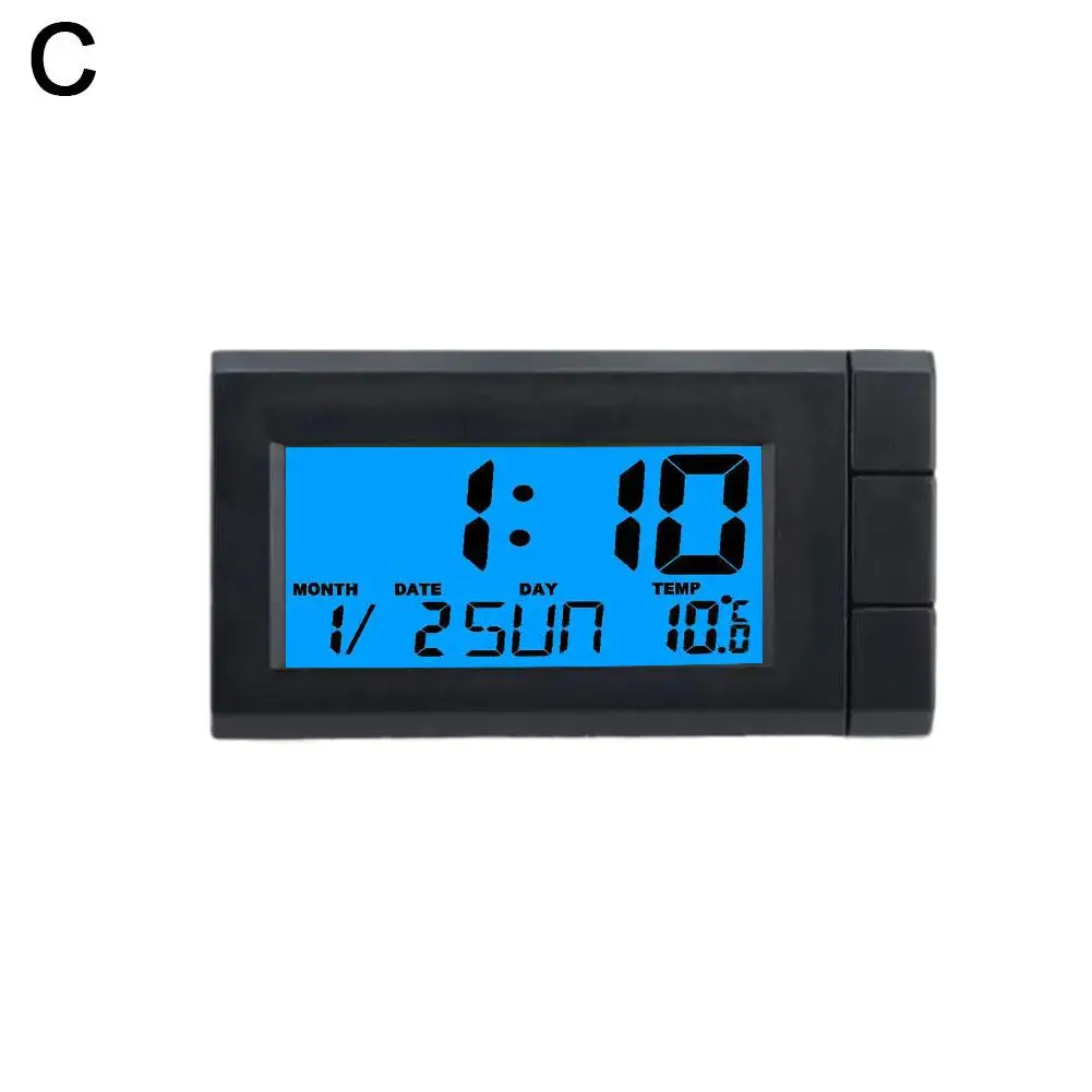 Reloj Digital 3 en 1 para coche, accesorio con pantalla Lcd, calendario, temperatura, retroiluminación, T1e6: Naranja