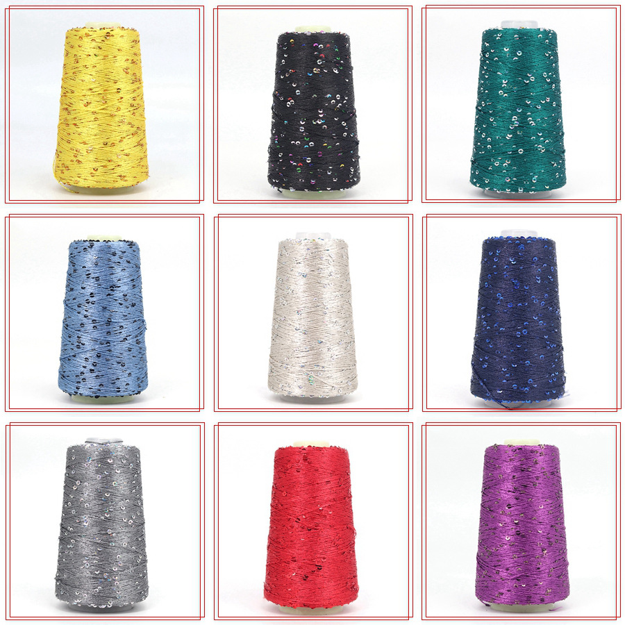 29 Color 50g/Ball /140M Sequins Cotton Yarn 6mm+3mm Special Glitter Match Thread DIY Accessories Rag Doll Knitting Lanas Crochet