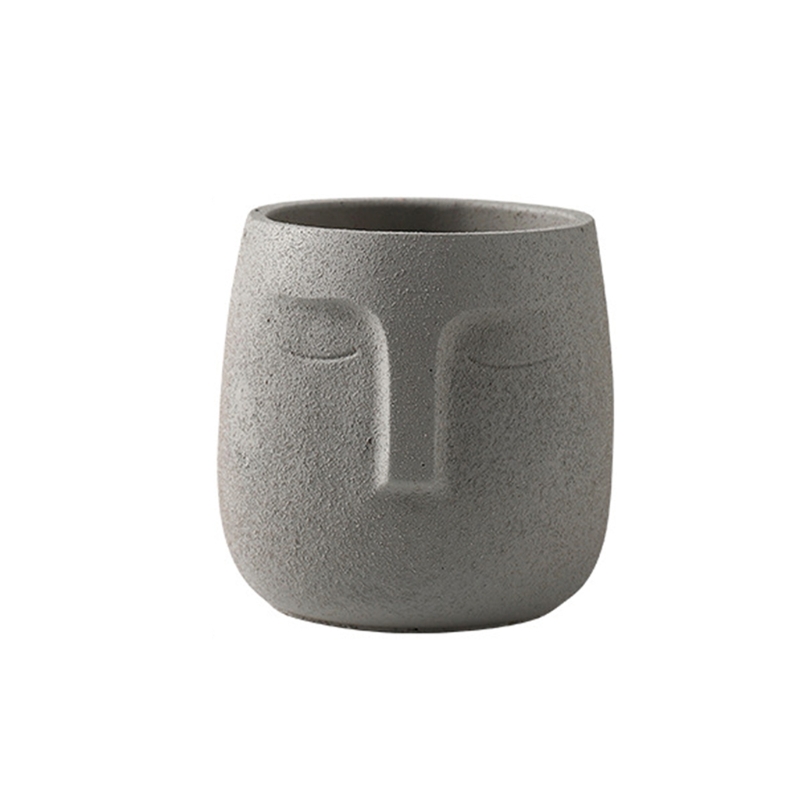 Vase en céramique avec visage humain, Pot de fleurs Zen, plantes vertes succulentes, jardinière, décor de jardin, balcon, maison: Light Grey / 14cm