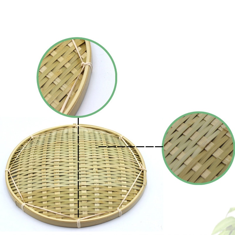 Bambu handgjord bambuväv förvaringskorg cirkulär mottagarfodral fruktfat skål torkning soptunna bur matvaror organisatör -66850