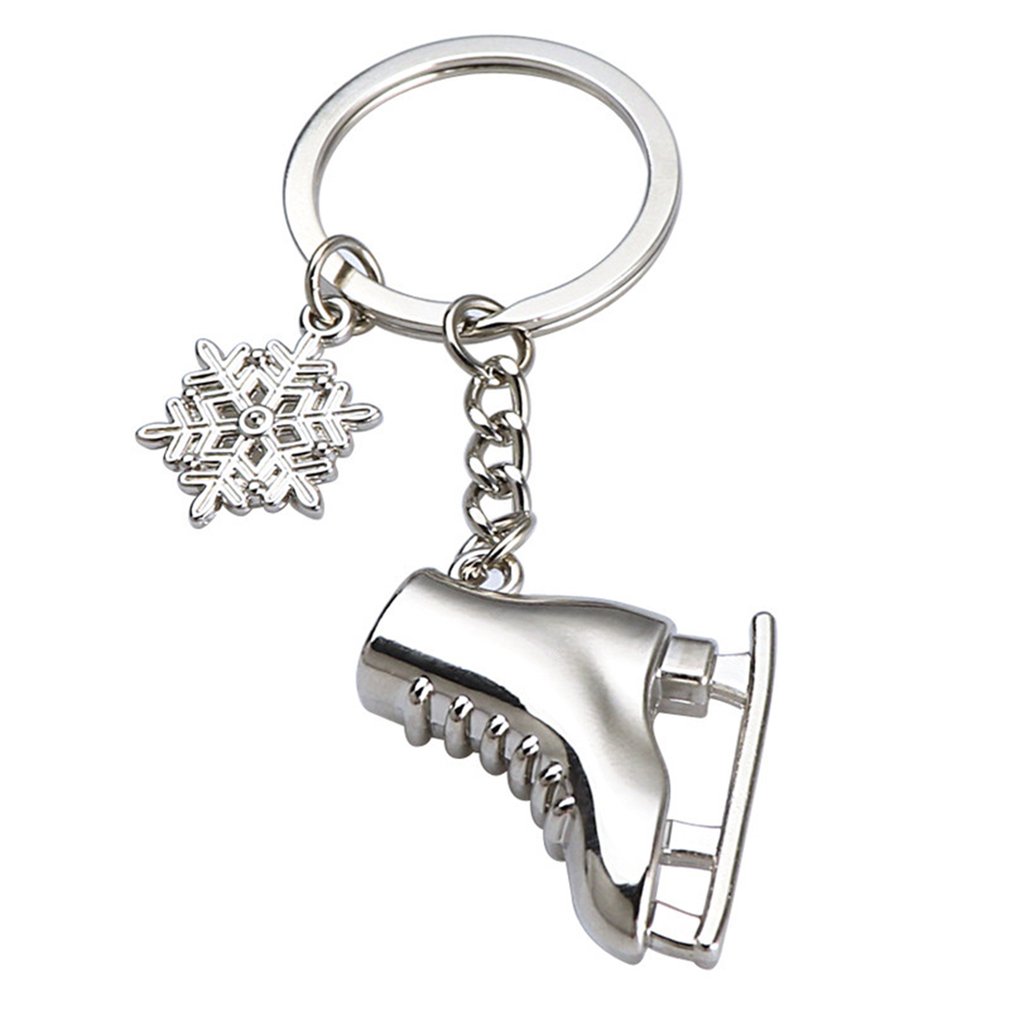 1pc Silber Farbe Schlittschuhe Schneeflocke Anhänger Schlüssel Ring skaten Skifahren Schlüssel Kette Keychain Schmuck Für Winter Souveniors: 3