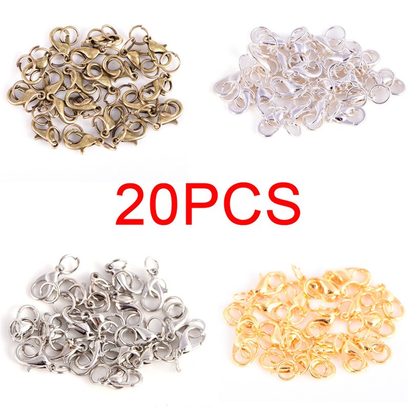 20Pcs Boho Stil Karabinerverschlüsse Jump Ringe Split Ring, Der Haken Perlen Crimp Ende Frühling Halskette Snap Ketten stecker Set