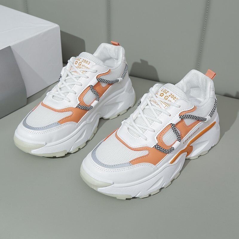 Chunky sneakers kvinder vulkaniserede sko platform sneakers dame træner flade sko mujer krydsbundet