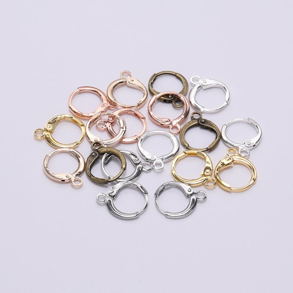 20pcs product 14*12mm Hook Clip Earrings Clasps & Hooks Material Wire Settings Base Hoops Supplies For DIY Jewelry