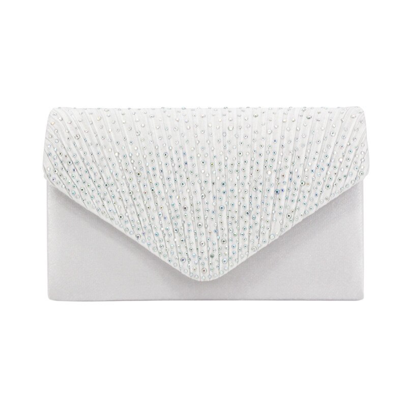 HIGH-END di STRASS pieghettato cena sacchetto di donna che indossa un abito con Cheongsam signora di sacchetto della borsa cena di diamante del sacchetto di mano bag #20: White