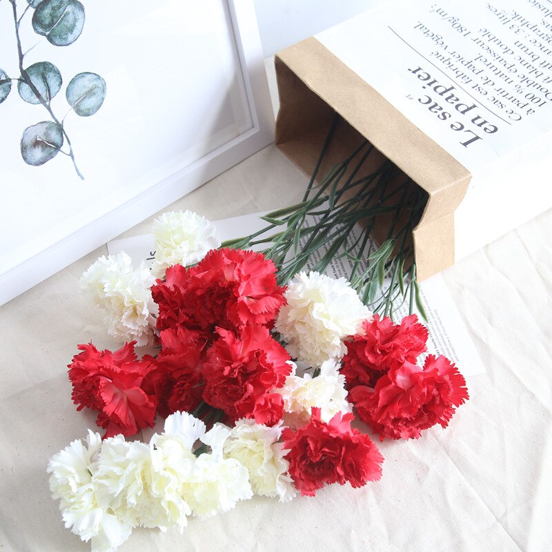 1pcs Mother's Day Teacher's Single Carnation Flower Simulation Rose Bouquet