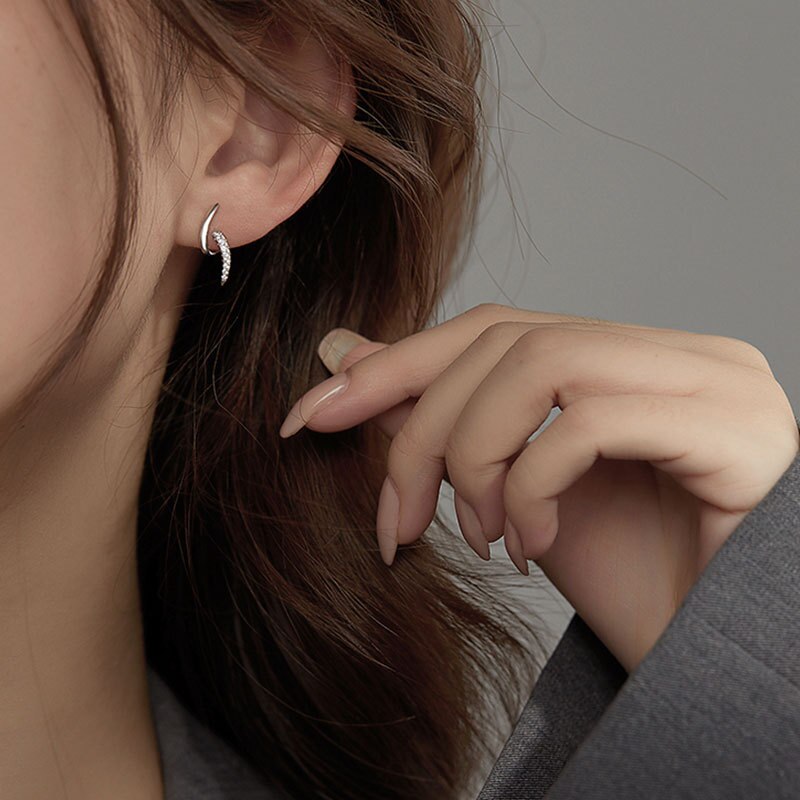 Echte, zierliche ohrstecker aus sterlingsilber mit zirkonia-spirale, 925 stück , für damen und mädchen