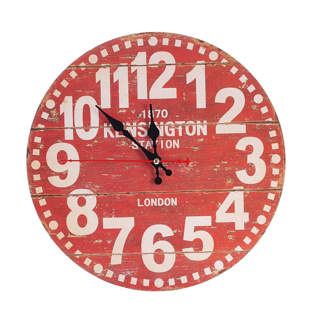 30cm Retro Round Bedroom Living Room Digital Dial Mute Wall Clock Imitative Wood Hanging Clock: NO2