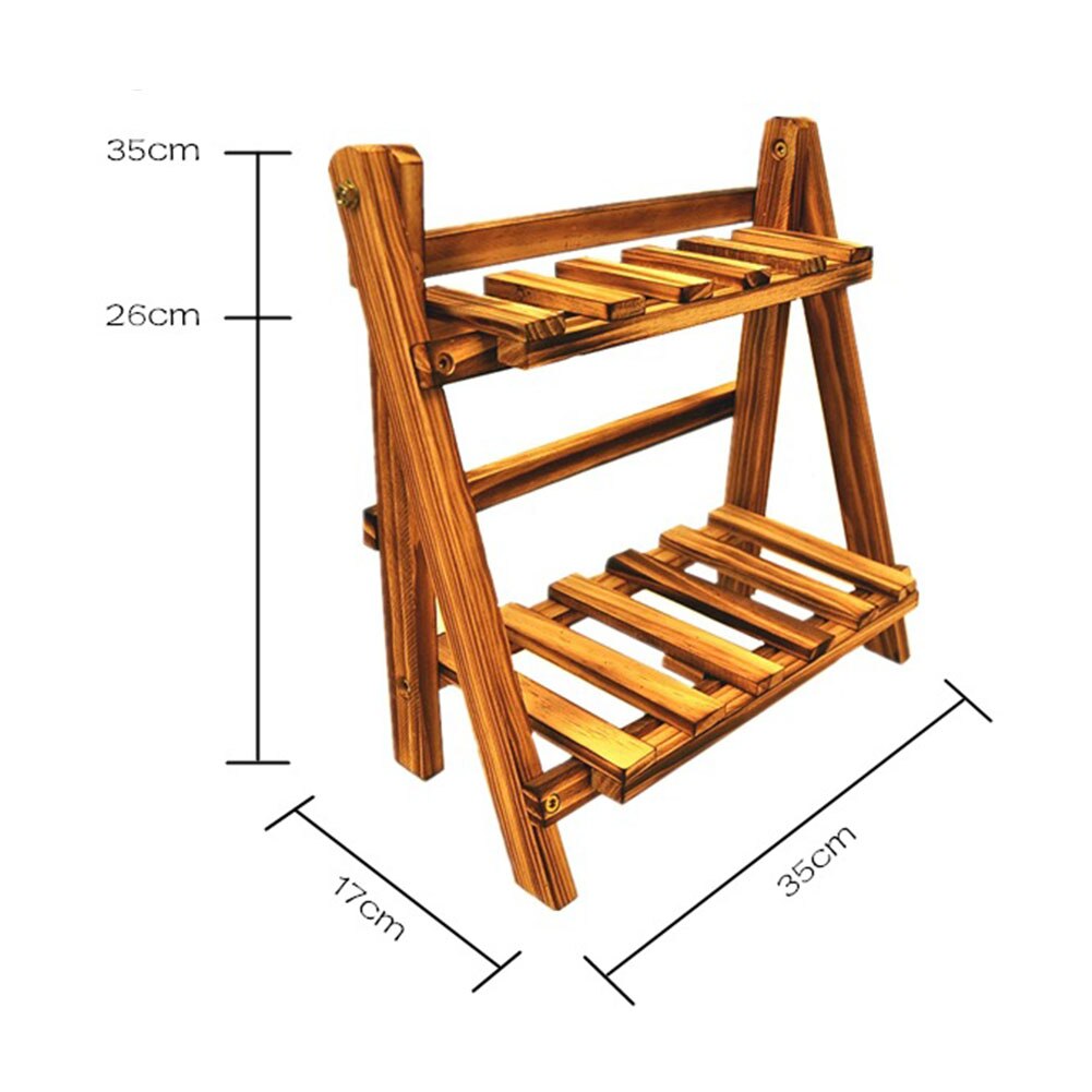 2 nivået bamboowooden plante bloem gulvstativ planken stativ plante bloem vise stå planke opbergrek utendørs houder tuin