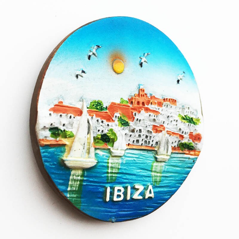 QIQIPP Spanish island of Ibiza sea-view tourist souvenirs hand-painted magnetic refrigerator paste tourist souvenirs