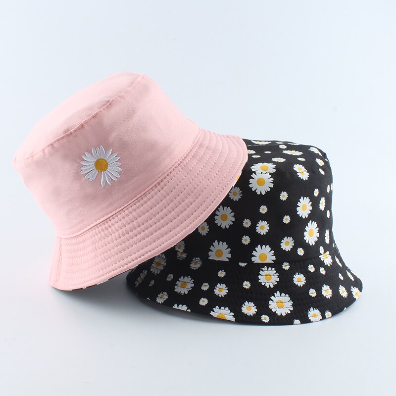 Zomer Bloem Emmer Hoeden Vrouwen Mode Katoen Strand Zon Hoeden Omkeerbaar Bob Chapeau Femme Bloemen Panama Hoed Visser Hoed: pink MJ
