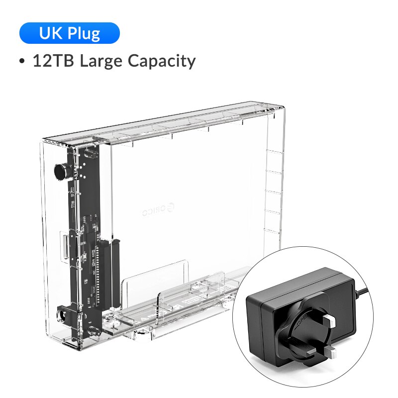 Orico Hdd Case 3.5 Sata Naar USB3.0 6Gbps Transparante Harde Schijf Behuizing Voor Hdd Ssd Disk Hd Externe Hdd behuizing 16Tb (3159U3)