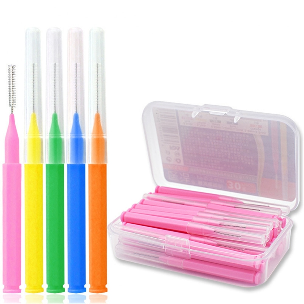 30 PCS Interdental Brush Portable Tooth Care Brush Tooth Cleaner Interdental Toothbrush Toothpick Oral Care Tool