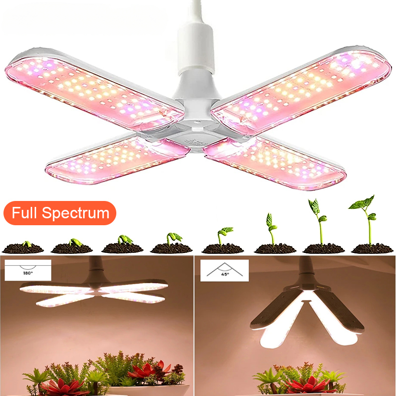 Bombilla SMD2835 de espectro completo, luz de cultivo E27, lámpara Phyto plegable para plantas de interior, lámpara de cultivo de floración, jardín