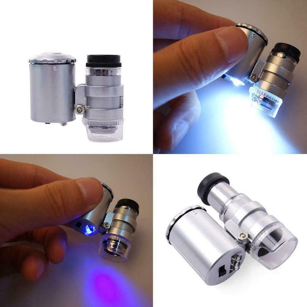 Mini microscope de poche 60x avec LED et éclairage UV