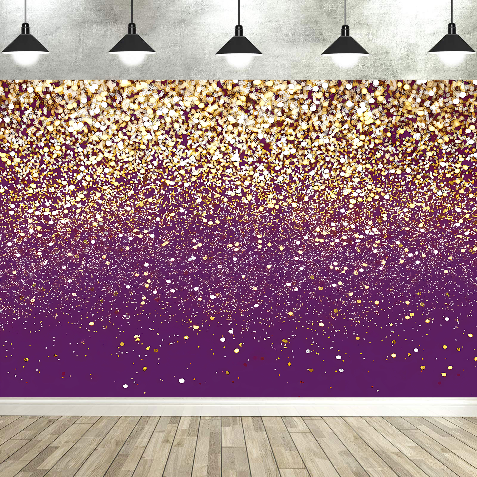 Dewprint Schwarz Gold Silber Glitzer Kulissen golden glänzend Punkt Stern Polka hell Bokeh Hintergründe für Geburtstag Hochzeit Party: Schokolade Farbe / 150*300