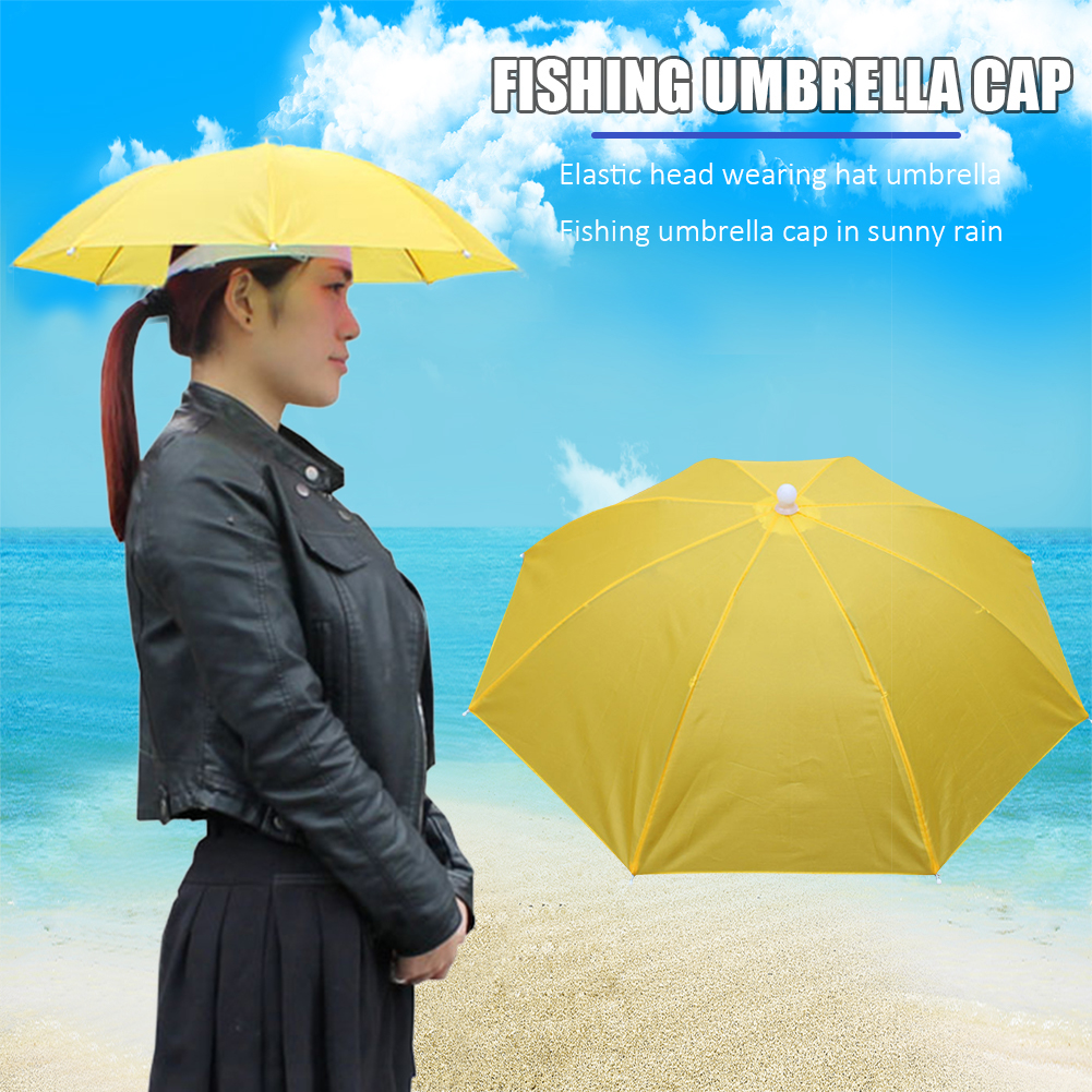 Portátil chuva chapéu guarda-chuva, ao ar livre, dobrável sol sombra, impermeável, camping, pesca headwear, praia boné, cabeça chapéu