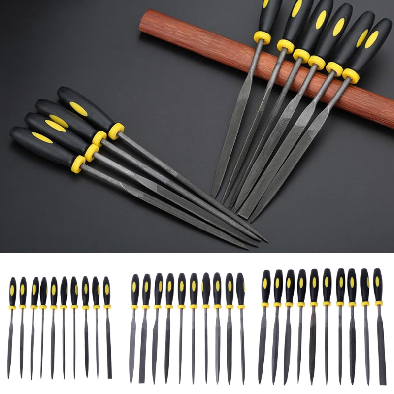 10 Pcs Needle File Set For Jeweler Wood Carving Craft Metal Glass Stone 3 Sizes Easy To Grip,Better Control For Filing Glass