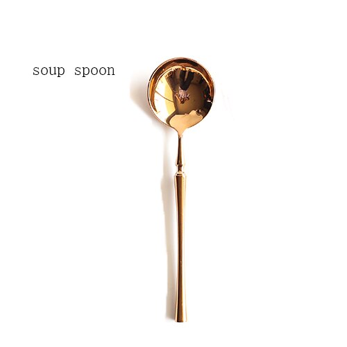 Ensemble de couverts en acier inoxydable or rose brillant, outils en acier inoxydable, excellents accessoires de cuisine cuillère avec boîte à déjeuner couteau et fourchette: soup spoon