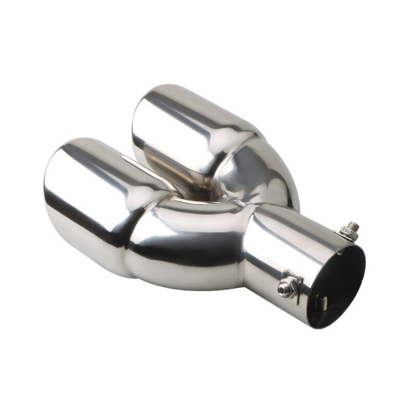 63mm Car Exhaust Pipe Muffler Tail Pipe Double Outlet Tailpipe Universal Stainless Steel Dual Rear Muffler Noise Canceller