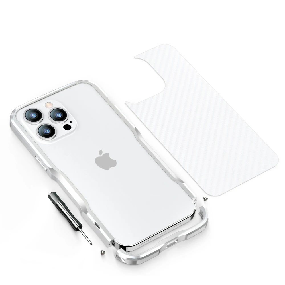 LUPHIE Metal Bumper For iphone 15 Pro Max Alloy Frame 14 Plus 13 Mini 12 11 Light Weight Aluminum Shockproof Case Cover Funda: EVA / Silver