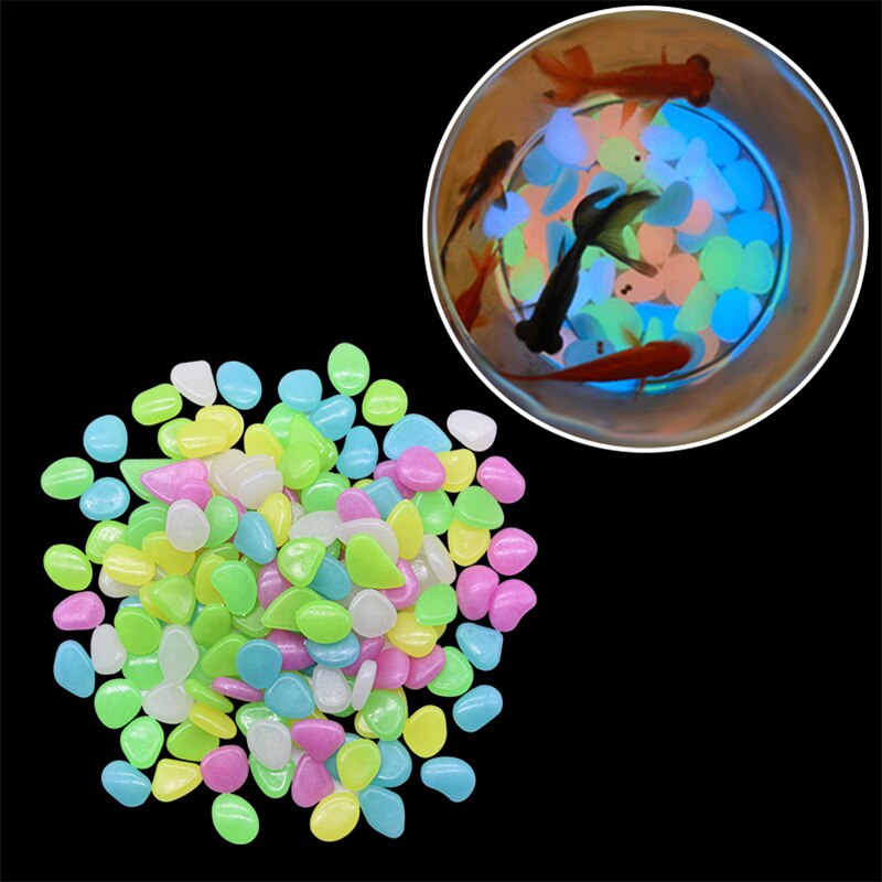 50/100pcs Glow in the Dark Garden Pebbles Glow Stones Rocks for Walkways Patio Lawn Garden Yard Fish tank Decor Luminous Stones
