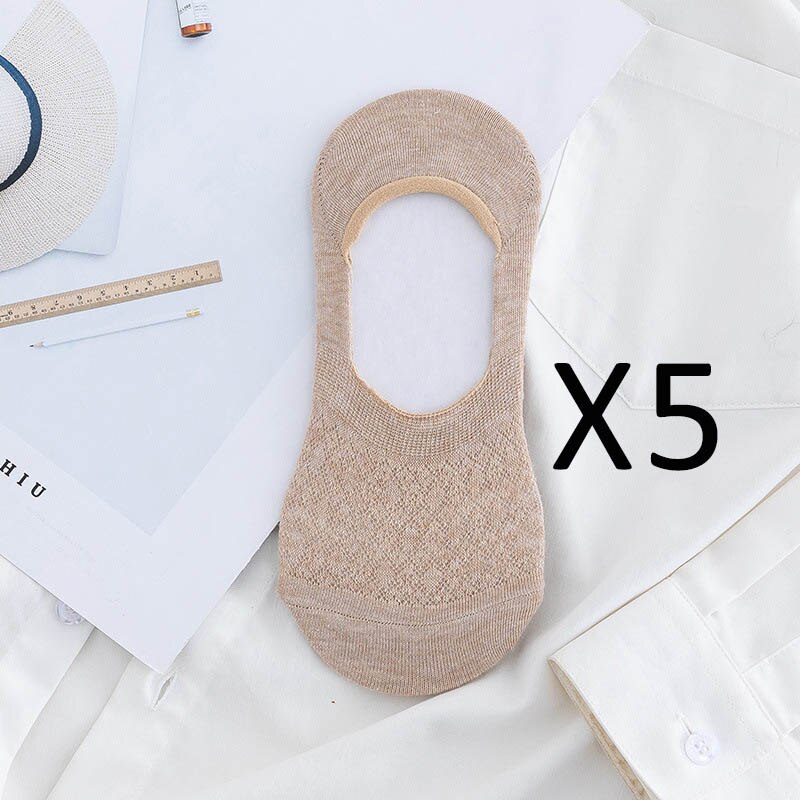 5 Pairs/Lot Invisible Candy Cotton Breathable Socks Non-Slip Mesh Women Summer Girls Casual Short Ankle Boat Low Cut Lady Sox: 6