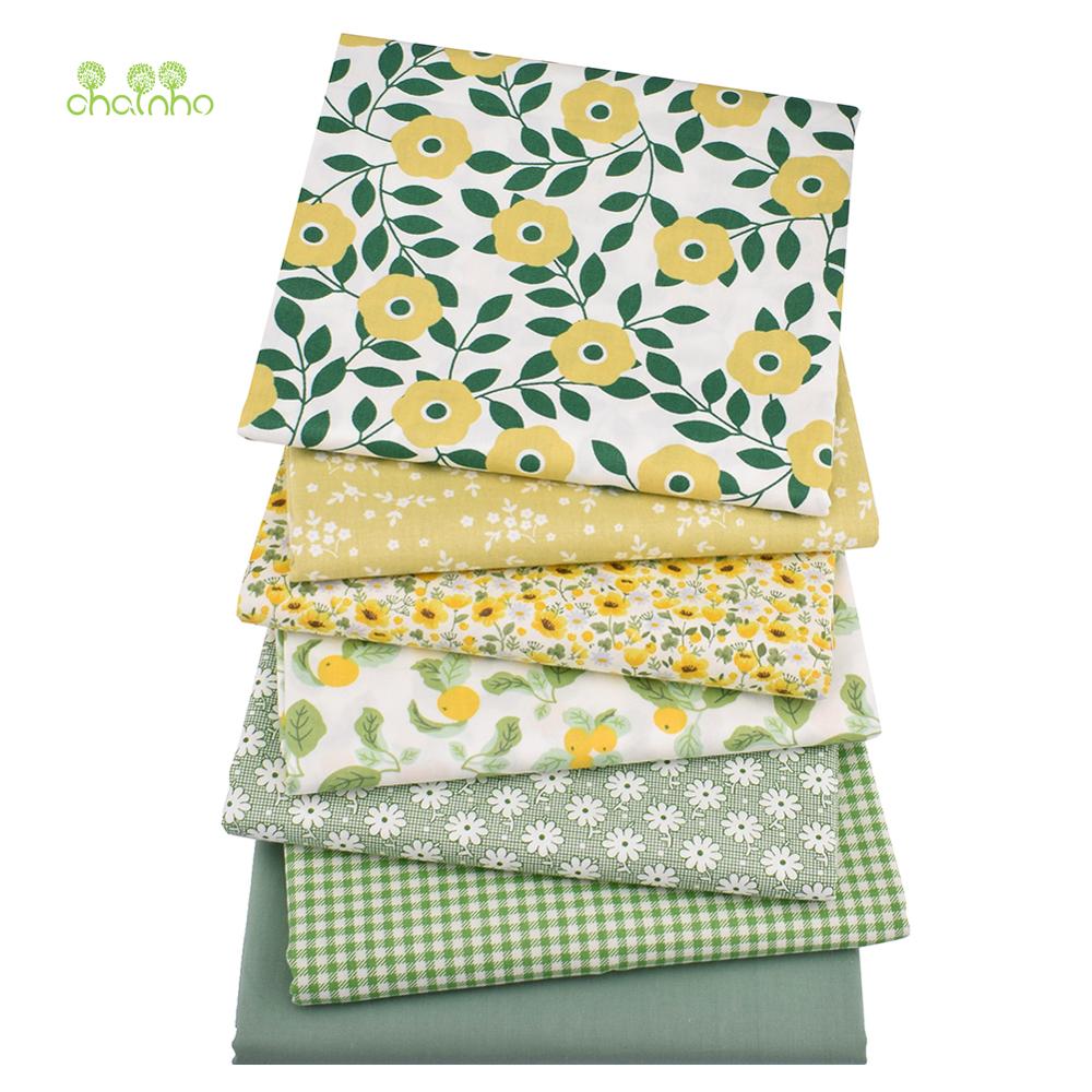 Chainho,7Pcs, Bloemen Serie, Gedrukt Twill Katoen Stof, patchwork Doek Voor Diy Naaien Quilten Baby & Kinderen Materiaal, 40x50cm