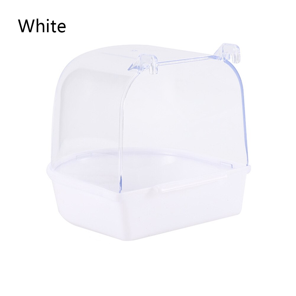 Bird Bathtub Hanging Bird Bath Cage Plastic Parrot Bath Tub Bird Shower Standing Bin Pet Cage Hanging Bowl Birdbath: White