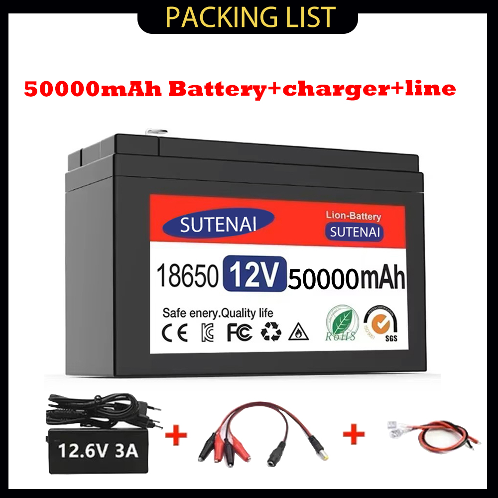 Una nuova batteria al litio 12V 45Ah 50Ah 100Ah 120Ah batterie al litio ferro fosfato BMS integrato per barca solare + caricabatterie 12.6V: Oro