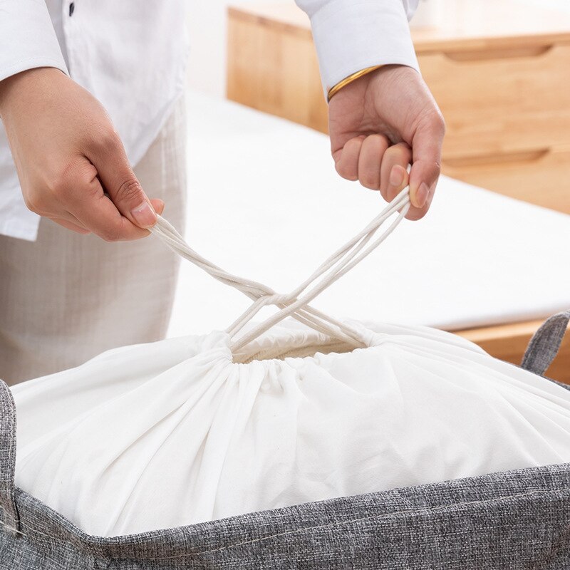 Katoen Linnen Kleding Opbergtas Trekkoord Garderobe Afwerking Zak Quilt Organizer Kleding Dampdichte Sorteren Tas Grote