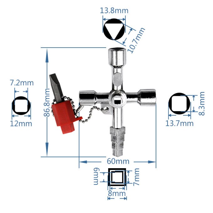 Cross Key Wrench Square Key Triangle Key Trains Key Elevator Door Key Water Meter Valve Key Electrical Cupboard Box Key