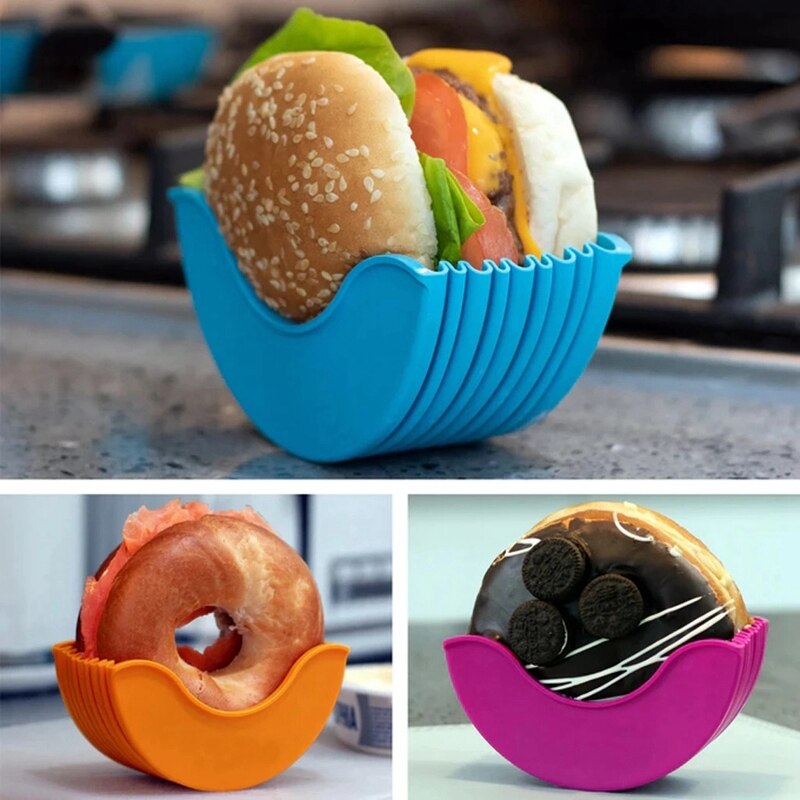 4Pcs Burger Fixed Box Kitchen Burger Holders Washable and Reusable Retractable Plastic Burger Rack Burger Plates Rack