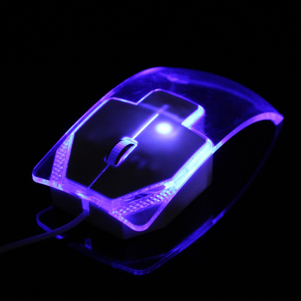 Clear Computer Mouse 1000DPI Optical LED Blue Light Transparent Wired USB Mouse Mice for PC Laptop Desktop