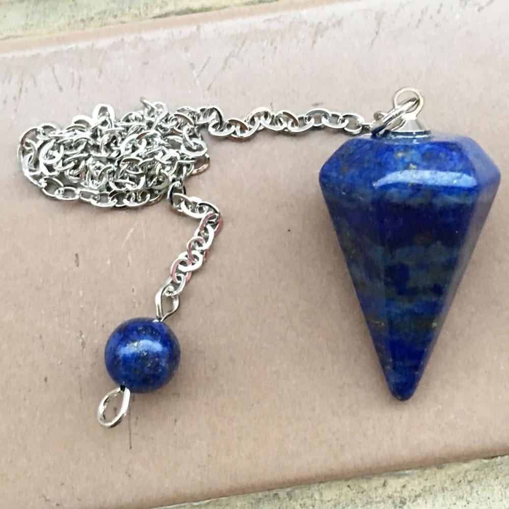 Labradodite Lapis Lazuli Opal Howlite Crystal Carnelian Aventurine Blue Sand Tiger Eye Pendulum Pendant Bead 8" WFH733: Lapis Lazuli C8726