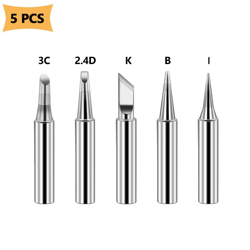 17/12/5PCS Full Size Solder Iron Tips Set Welding Accessory Copper DIY Electric Soldering Iron Replacement Tip Soldering Tool