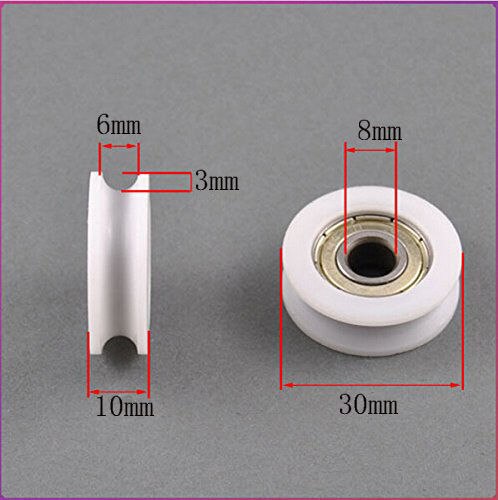 8*30*10mm de plástico de Nylon Embedded 608 rodamiento de bolitas del surco de U Polea guía