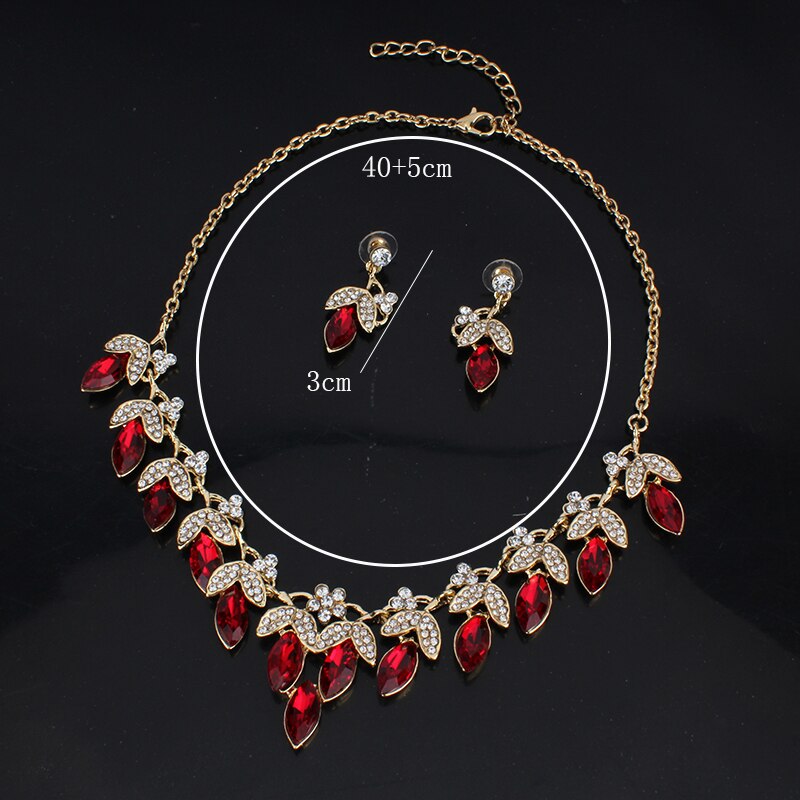 Jiayi jiaduo-Conjunto de collar y pendientes de cristal para mujer, joyería para vestidos de novia, rojo-Merlín-blanco NE + EA