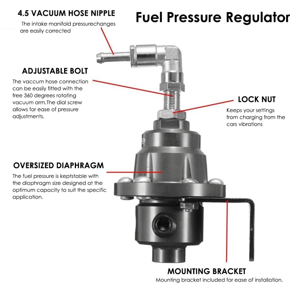 Universal Adjustable Fuel Pressure Regulator Tomei Type with Original Gauge and Instructions Motocycle Parts
