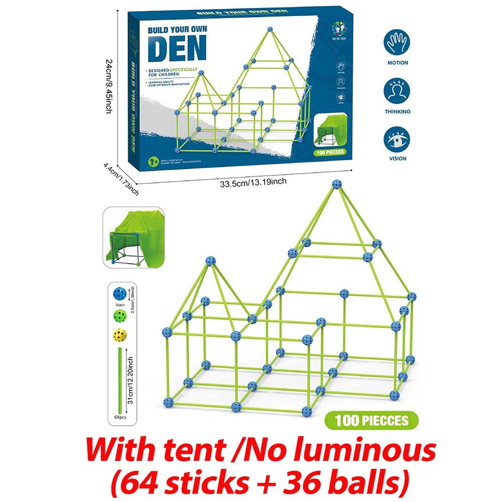 Kids Hut Construction Luminous Fort Building Kit Baby Tent Toy Castles Tunnels DIY 3D Play House for Children Indoor Playhouse: G