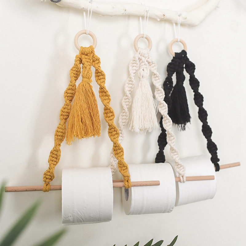 Boho Decor Papier Houder Papierrol Macrame Opbergrek Tapestry Wc Muur Opknoping Hand Geweven Touw Muur Decor: Default Title