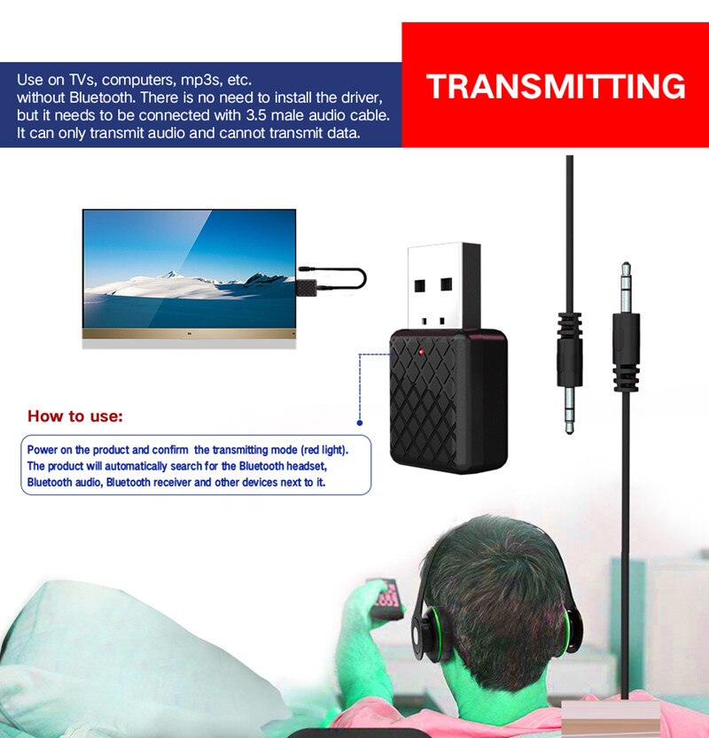 5.0 bluetooth sändare mottagare mini 3.5mm aux stereo trådlös bluetooth adapter för bil musik bluetooth sändare för tv