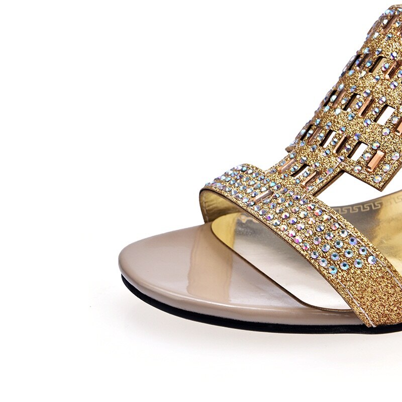 MORAZORA Grote maat 34-43 med hakken schoenen 4 cm strass twee kleuren zomer schoenen sandalen vrouwen party schoenen PU