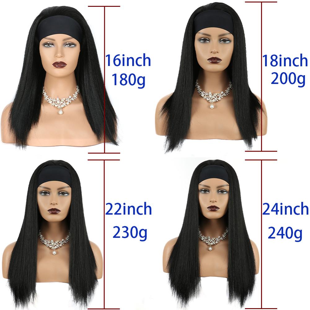 Synthetic Yaki Kinkly Straight Headband Wigs For Black Women Postiche Cheveux Afro Natural Headband Wigs with Bangs