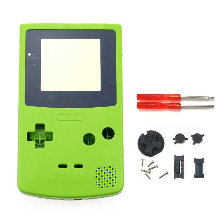 YuXi-pieza de repuesto de carcasa completa para Nintendo Game Boy, carcasa de consola GBC con herramientas: Apple Green