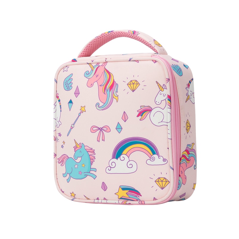 Heopono Cute Children Boys Girls Thermal Meal Food Carrier BPA free Reusable Eco Cartoon Unicorn Insulated Lunch Bag for Kids