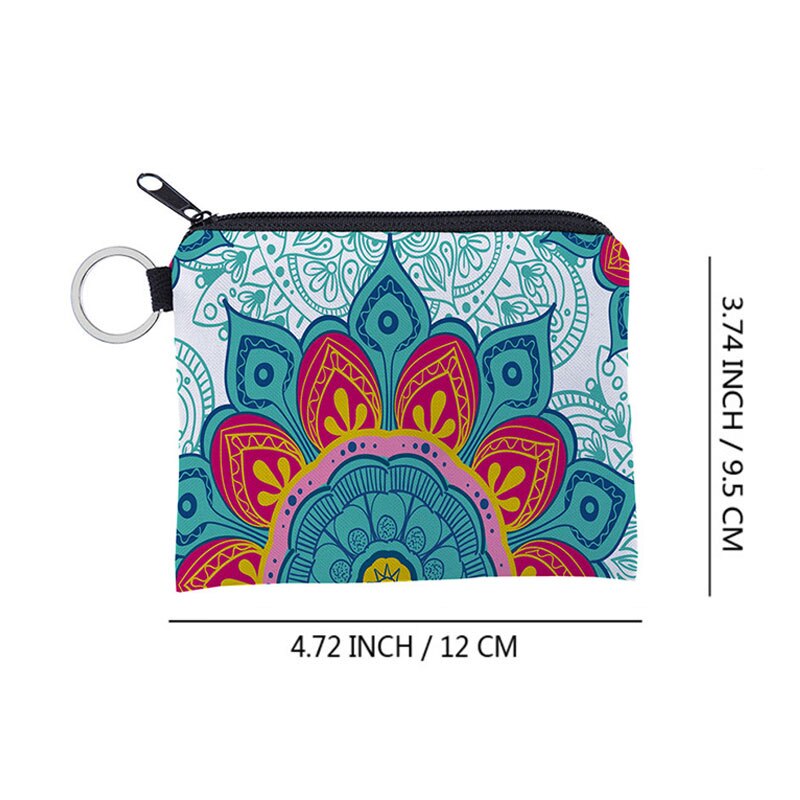 Unisex Nette Cartoon Karte Halter Geldbörse Schlüssel Beutel Für Frauen Männer Wasserdichte Tragbare Bunte Mandala Muster Lagerung Beutel