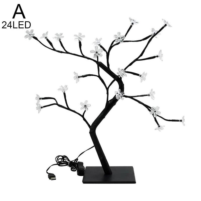 LED Tisch Lampe Baum Usb Blume Neue Jahr der Dekor 2022 Zimmer Ornament Grinc Weihnachten Dekoration Lichter Innen Schlafzimmer: 24 LED  Sakura