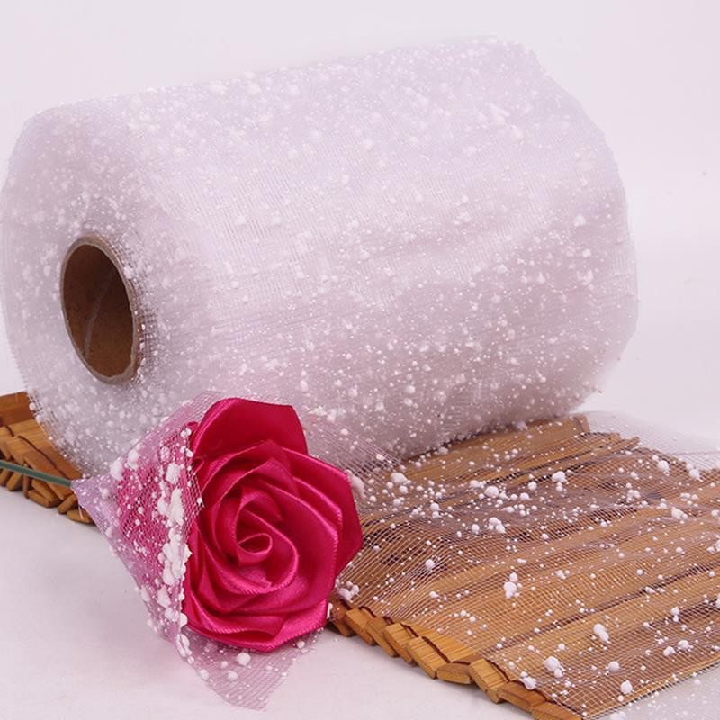 Malla de gasa de puntos de nieve utilizada para decoración de bodas, embalaje de flores, embalaje de ramo de dibujos animados, materiales hechos a mano DIY 15cm * 15m: Amarillo claro